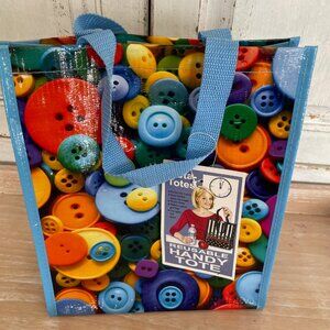 Insta-Totes Reusable Handy Tote Bag with Button Design 10"x12" Velcro Closure